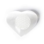 Selenite Heart With Flower Of Life Worry Stone