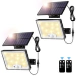 Lampe Solaire Extérieur 172 LED 3 Modes Lumière Solaire Extérieure Détecteur de Mouvement, Lampe Solaire IP65 Eclairage Exterieur Solaire, LED Spot Solaire avec Câble de 5M (2 Pièce - Lumière Chaude)