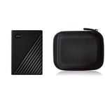 WD - My Passport 2To Noir - Disque Dur Externe Portable avec Sauvegarde Automatique et Protection par Mot de Passe & Amazon Basics Étui pour Disque Dur Portable My Passport Essentiel Noir