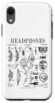 Coque pour iPhone XR Casque audio vintage breveté DJ Gamer Podcaster Musique