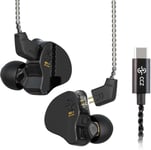 Ccz Melody In Ear Monitors Hybrid 1Ba 1Dd Ecouteurs Hifi,Ecouteurs Intra-Auriculaires Ifilaire Iem Avec Cable 4N Ofc Pour Telephone Portable(Noir,Sans Micro Type-C)