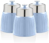 Swan Retro Canisters Set Tea Coffee Sugar Containers SWKA1024BLN (Blue)