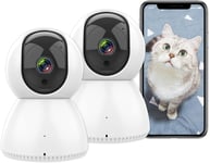 Caméra Surveillance Wifi Intérieur 2,4Ghz/5Ghz, 1080P Camera Ip 360 ° Compatible Alexa Google Home, Vision Nocturne, Suivi De Mouvement, Audio Bidirectionnel (2Pcs)