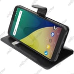 ebestStar ® pour Wiko View XL - Housse Coque Etui Portefeuille Support Folio Simi Cuir, Couleur Noir [Dimensions PRECISES de votre appareil : 158.1 x 76.5 x 8.2 mm, écran 5.99'']