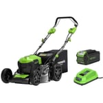 Tondeuse tractée GREENWORKS 40V - Coupe de 46cm - 1 batterie 4,0Ah - 1 chargeur - GD40LM46SPK4x