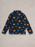 White Stuff Kids' Jack Organic Cotton Star Funnel Sweatshirt, Navy Multi