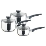 Prestige Cook & Strain Saucepan Set in Stainless Steel, Induction - Pack of 3