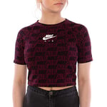 Nike W NSW AIR Top SS AOP T-Shirt Femme, Night Maroon, FR : L (Taille Fabricant : L)