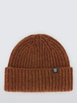 John Lewis Lambswool Knit Beanie Hat, Orange Donegal