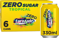 Lucozade Zero Fizzy Drink, Tropical Flavour, Sugar Free, Low Calorie, 6 Pack,