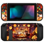 PlayVital ZealProtect Soft Protective Case for Nintendo Switch, Flexible Cover Protector for Switch with Glass Screen Protector & Thumb Grips & ABXY Direction Button Caps - Halloween Pumpkin Fest