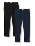 JACK & JONES Men's Jpstmarco Jjcooper Chino 2pk MP Pants, Navy Blazer/Pack: Black, 27W x 32L