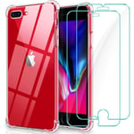 Coque Apple iPhone 7 Plus avec 2 Pièces Verre Trempé Protection,Armour Transparente étui Silicone Gel Bumper Case iPhone 8 Plus