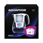 AQUAPHOR Onyx White Water Filter Jug - Counter Top Design with 4.2L Capacity, 1 X MAXFOR+ Filter Included Reduces Limescale Chlorine & Microplastics Perfect for Families, Premium Quality Glass Effect