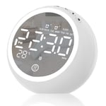 ANOLE Digital Alarm Clock Bedside Radio Alarm Clocks with 2 USB Charging Port,Bluetooth Speaker,Dual Alarm,Snooze,Dimmer,Sleep Timer,Night Lights,FM Radio,Thermometer,Backup Battery System(White)