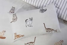 Rapport Home Cats Bedding Set - Purrfect Microfibre 180TC Reversible King Grey Duvet Cover Set