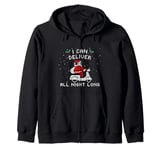 Funny Santa Deliver-All-Night-Long Pixel Gamers Delivery Man Zip Hoodie