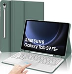 Coque Clavier Avec Trackpad Pour Samsung Tab S9 Fe+ /S9Fe Plus 12.4"" 2023, Azerty Français Clavier Détachable Avec Trackpad Pour Samsung Tab S9 Fe+ 12.4"" Sm-X610/ X616B, Vert Foncé