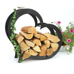 Tagère à bois Intérieur Métal Coeur Support de bois de cheminée 66 cm 190135 Panier à bois Support de bois de chauffage - Dandibo