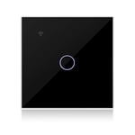 KETOTEK Interrupteur WIFI Noir 1 Gang 1 Voies Compatible avec Alexa, Interrupteur Tactile Connecté Contrôle de Tuya/Smart Life APP, Neutre/sans Neutre Disponible