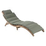 Chaise longue de jardin KOS en bois d'acacia blanchi FSC matelas vert kaki