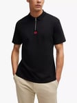 HUGO Zip Neck Polo Shirt, Black