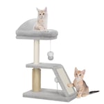 Hzuaneri Arbre à Chat Hauteur 68 cm, Petit Tour de Jeux pour Chat avec Rampe Rotative en Sisal, Toilettage Autonome, Convient aux Chats d'intérieur de Petite et Moyenne Taille, Gris Clair MS06818LG