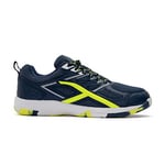 HUNDRED Xoom Non-Marking Professional Badminton Shoes for Men | Material: Faux Leather | Suitable for Indoor Tennis, Squash, Table Tennis, Basketball & Padel (Navy/Lime, Size: EU 42, UK 8, US 9)