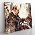 Giovanni Boldini The Pianist by Giovanni Boldini Classic Painting Canvas Wall Art Print Ready to Hang, Framed Picture for Living Room Bedroom Home Office Décor, 35x35 cm (14x14 Inch)