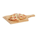 Relaxdays Pelle à pizza en bambou 45 cm grande planche cuisson au four pain tarte flambée poignée, nature