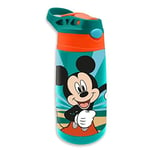 Kids Licensing KL85936 Gourde isotherme Mickey Mouse en acier inoxydable avec système push-pull et bouchon de fermeture, 450 ml, multicolore