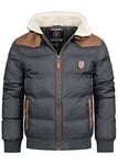 Geographical Norway ABRAMOVITCH MEN - Manteau Chaud Capuche Fourrure - Veste Chaude Homme - Blouson Manches Longues Doublure Coupe Vent Hiver - Parka Hommes (Gris fonce XXL)