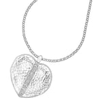 Dower & Hall Large Sterling Silver Heart Sapphire Locket, Silver/White