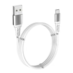 Magnetic USB-C laddkabel, slipp kabeltrassel, 2,4A, 2 meter Vit