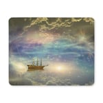 Old Sailing Pirate Ship Through Space Galaxy Stars 3D Rendering Rectangle Non-Slip Rubber Laptop Mousepad Mouse Pads/Mouse Mats Case Cover with Designs for Office Home Woman Man