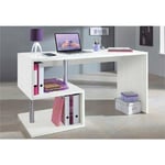 Dmora - Bureau moderne Esse pour bureau et étude avec étagère, Made in Italy, Table d'ordinateur, Bureau pc, 140x60h75 cm, Couleur frêne blanc, avec