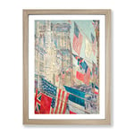 Allies Day In May By Childe Hassam Classic Painting Framed Wall Art Print, Ready to Hang Picture for Living Room Bedroom Home Office Décor, Oak A2 (64 x 46 cm)