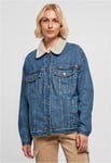 Urban Classics Ladies Oversized Sherpa Denim Jacket Lined Women's Denim Jacket