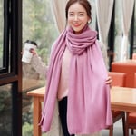 Kvinnors varm sjal vinter varm stor halsduk Pure Color Cashmere Läder Rosa