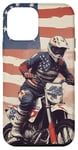 Coque pour iPhone 12 mini Racing Dirt Track Drapeau US Motocross Vintage Dirt Bike