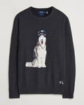 Polo Ralph Lauren Holiday Dog Cashmere Sweater Dark Granite Heather