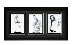 Deknudt Frames S43DK2 P3 Cadre pour 3 Photos avec Double Passepartouts + Espace Supplémentaire Bois Noir 20 x 20 cm