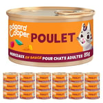 Edgard & Cooper Pâté pour Chat, Adulte, (Poulet, 85g x 18), Patée Morceaux en Sauce pour Chat, Viande fraîche et protéines de qualité, Pâté pour Chat stérilisé et Actif