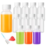 YBCPACK 12 Pack 100ml PP Plastic Shot Bottles with Lids - Heat Resistant, Dishwasher Safe, Reusable Small Juice Bottles for Ginger, Milk, Shots and Other Cold & Hot Beverages