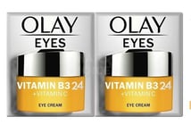 2 x Olay Vitamin B3 24 + Vitamin C Eye Cream With Pepides, For Bright Skin 15 ml