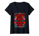 Womens Funny Valentines Day Quotes For Singles Lovers Family Friend V-Neck T-Shirt