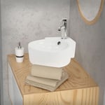 Ml-design - Lavabo d'Angle en Céramique Blanc, 450 x 360 x 130 mm, Rond, Montage Mural / à Poser, avec Trop-Plein et Trou pour Robinet, Vasque