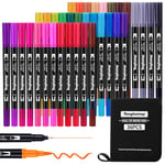 Tongfushop Feutres Pinceaux, 36 Couleurs Feutres Coloriage Adulte, Sûr et Durable Stylo Feutre Aquarelle, Double Pointe Fine Brush Pen 0.4mm et 5mm, Pour Bullet Journal, Livre de Coloriage