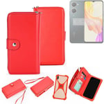 2in1 cover wallet + bumper for Vivo Y03t Phone protective Case red