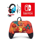 Manette filaire SWITCH Pokémon Charizard Vortex Officielle Nintendo avec Câble USB détachable+ CASQUE SWITCH ROUGE ET BLEU